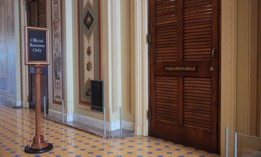 The doors to the Senate Parliamentarian's office are seen in the U.S. Capitol on June 23, 2025. The Senate Finance Committee began its “Byrd Bath” review process of President Donald Trump's “One Big Beautiful Bill" Act. This process refers to a specific review of legislation named after the late Sen. Robert Byrd, D-W.V.